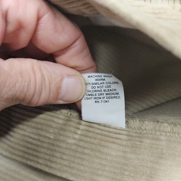 LL Bean Corduroy Pants Womens 20 Beige Tan Pleated Taper Vintage Made in USA - Picture 9 of 15